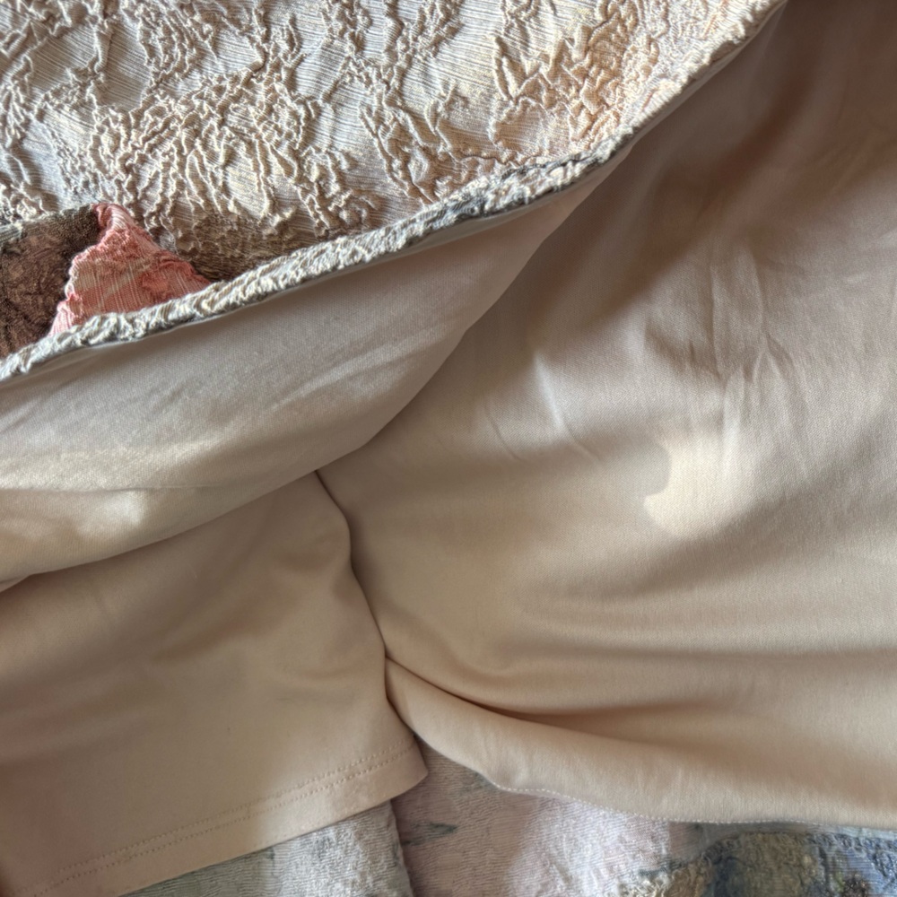 Adrianna Papell Champagne Lace Maxi Dress with Taupe Sash and Pastel Accents - Picture 9 of 9